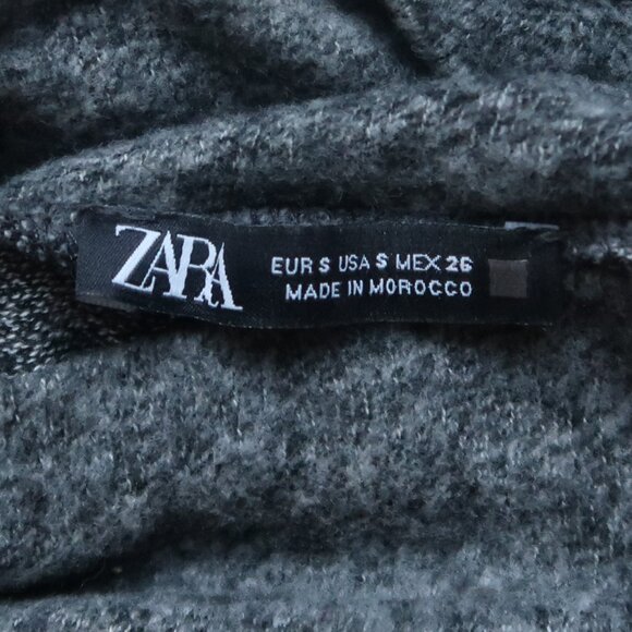ZARA Gray Turtleneck Long Sleeve Belted Knit Midi Dress Size S - Picture 6 of 9